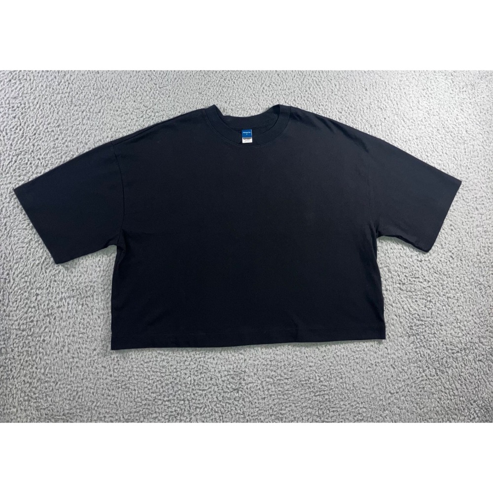 Old Navy Vintage Tee T Shirt Women Small Crop Black Basic Oversized Baggy Loose